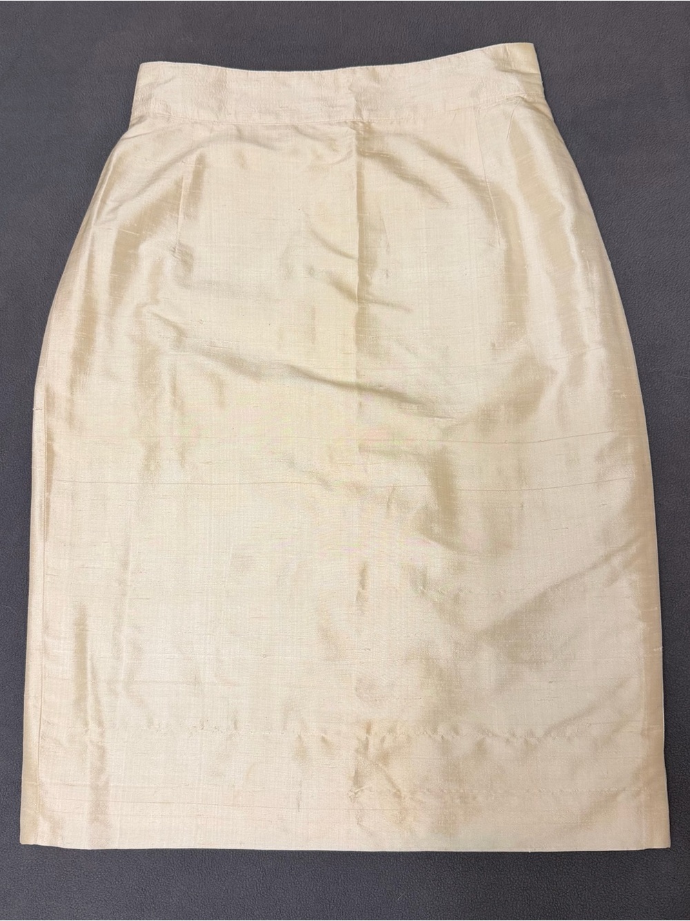 Vintage 1990s Mondi Ivory 100% Silk Lined Knee Length Pencil Skirt, 34 (US XS)